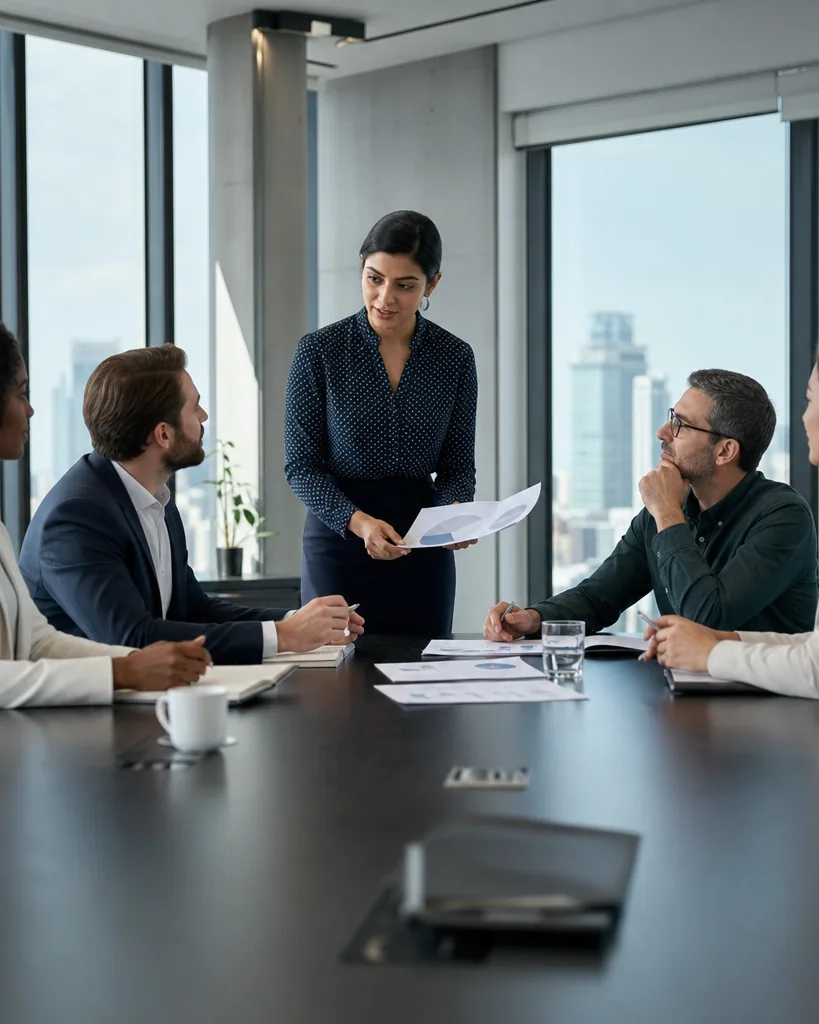Leadership team meeting around a boardroom table
